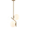 Modern Gold Kitchen Pendant Light with Milk Glass Globe 2 Light
